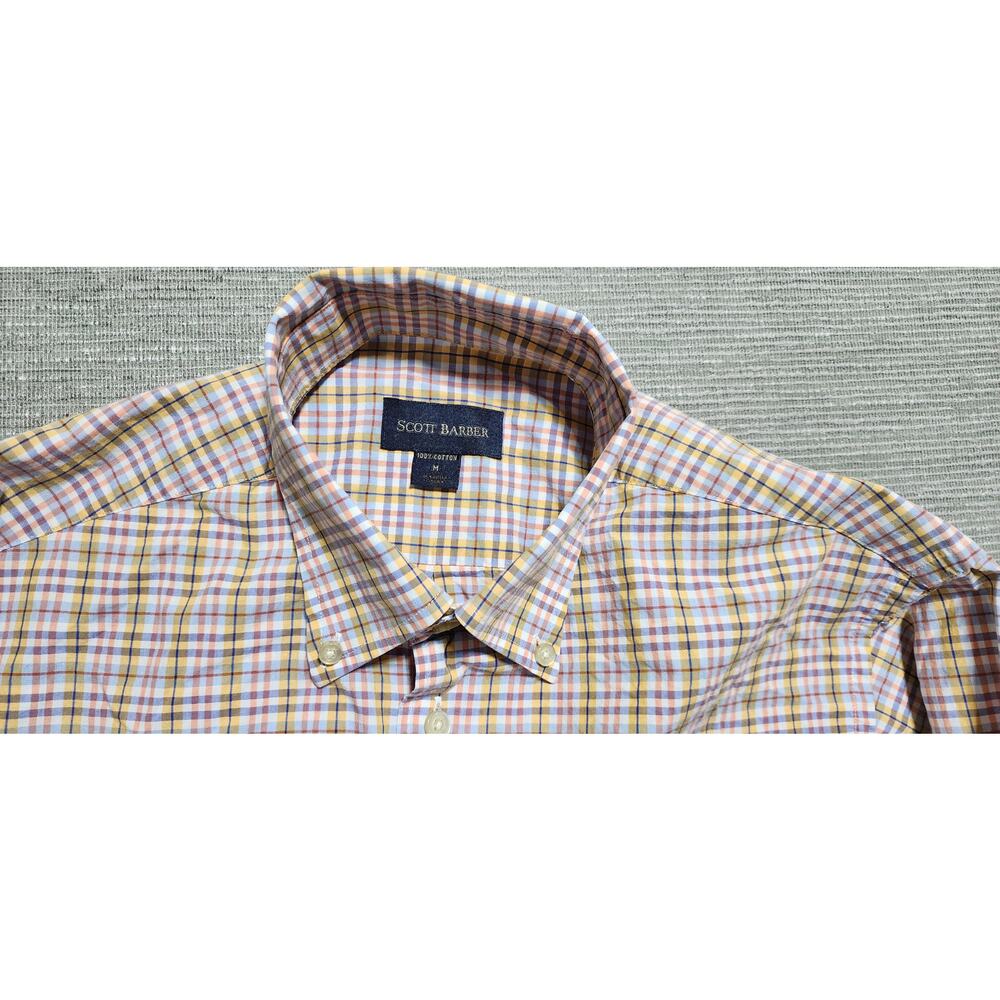 Scott Barber Plaid Button Down Shirt Men’s Large Blue Yellow Long Sleeve - Picture 3 of 13